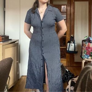 Vintage Plaid Midi Dress